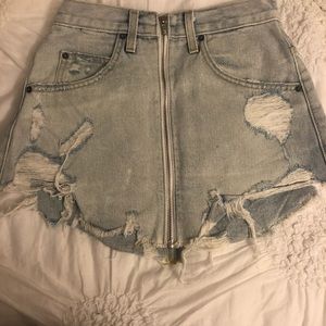Carmar Distressed Light-wash Denim Skirt
